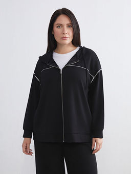 Kap??onlu Oversize Kad?n Fermuarl? Sweatshirt