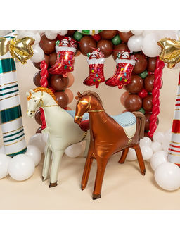 Воздушный шар фольгированный 3D 35" Лошадка, кремовый, сатин