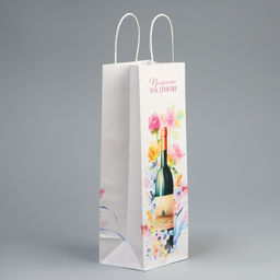 Цена за 20 шт. Пакет под бутылку Прекрасного настроения, белый крафт, 13 х 36 х 10 - Доступные радости фото 3