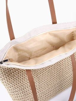 Сумка пляжная на молнии, на подкладке, бежевая - Simaland фото 6