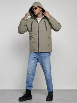 Куртка спортивная мужская зимняя с капюшоном серого цвета 8360Sr - Wonderrman фото 6