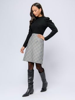 Юбка серая в клетку длины мини - 1001dress фото 2