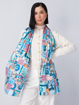 Большой, мягкий, тонкий и очень нежный двусторонний палантин с рисунком