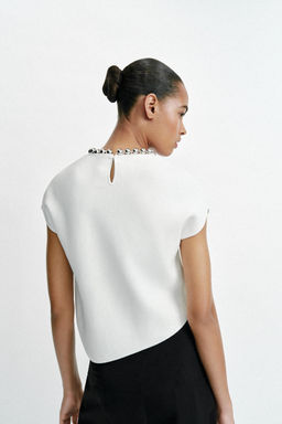 TOP PUNTO BOLAS CUELLO / Blanco - Zara фото 5