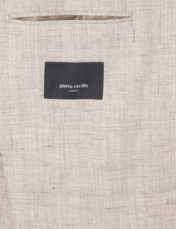 Bej Slim Fit Keten Ceket