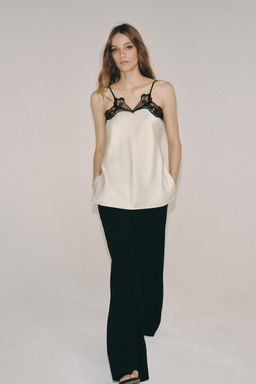 TOP ENCAJE CONTRASTE ZW COLLECTION / Crudo - Zara фото 12