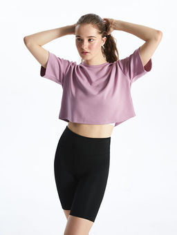 Bisiklet Yaka Crop Kad?n Spor Ti??rt