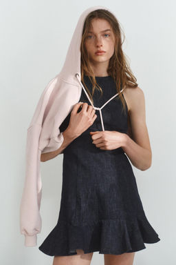 VESTIDO DENIM TRF VOLANTE / ?ndigo oscuro - Zara фото 3