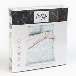 Постельное бельё LoveLife евро Листики, 200х217см, 225х240см, 50х70см-2шт, 100%хлопок, сатин, 125г/м  фото 5