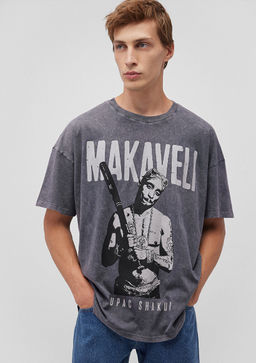 Tupac Bask?l? Gri Tisort - Mavi фото 2