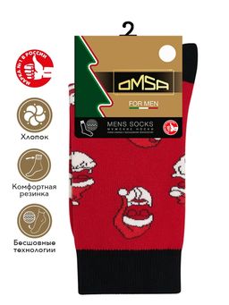 OMSA STYLE 506 (Дед Мороз) NEW YEAR 75% ХЛОПОК, 20% ПОЛИАМИД, 5% ЭЛАСТАН - rosso  фото 2