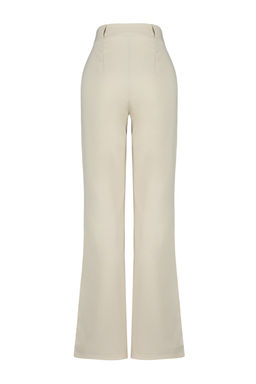 Vizon Straight/Duz Kesim Yuksek Bel Nervur Dikisli Dokuma Pantolon TWOSS21PL0093