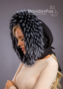 Платок трикотаж экомех енот блэк - Davidovfox фото 4