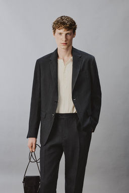 BLAZER REGULAR FIT TRAJE 100% LINO / Marino oscuro - Zara фото 2