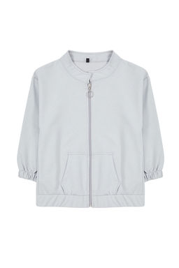 Gri Erkek Cocuk Mevsimlik-Ince Fermuarl? Kapusonlu Orme H?rka TKDAW25HI00000