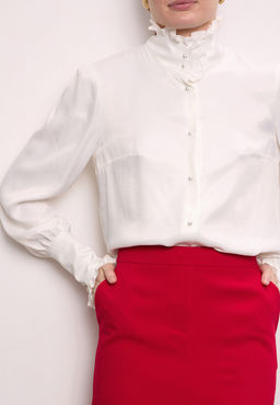 Блузка c изысканным воротником-стойкой DEVITA