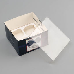 Цена за 5 шт. Коробка для 4 капкейка с прозрачной крышкой, Мужской подарок, 16?16?10 см