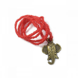 Браслет красная шерстяная нить с подвеской Ганеш устраняет препятствия, дарует богатство - Сандаловый дом фото 2