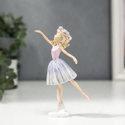 Цена за 6 шт. Фигурка полистоун «Балерина с кудрями, в розово-сиреневом платье», 13×3.5×6.5 см