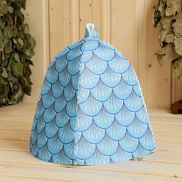 Шапка для бани с принтом Водяной дракон, голубой, полиэфирный войлок