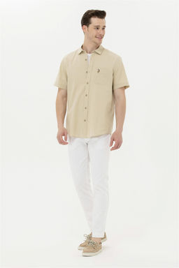 Мужская рубашка цвета хаки с коротким рукавом - U.s. polo assn фото 11