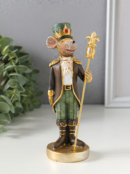Фигурка полистоун «Мышиный король в мундире со скипетром», коричнево-зелёный, 6.5×5.5×17.5 см