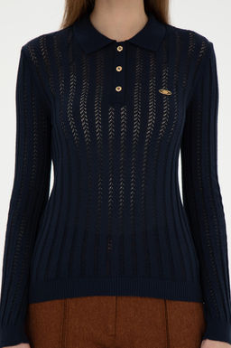 Женский темно-синий свитер с воротником-поло Неожиданная скидка в корзине - U.s. polo assn фото 6