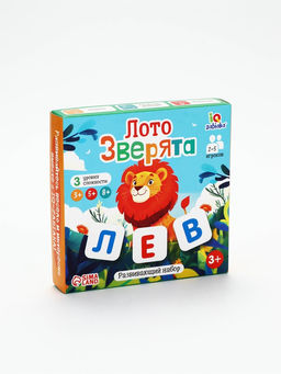 Развивающее лото «Зверята», 3+