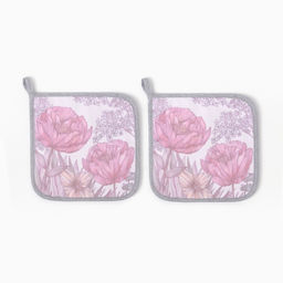 Набор прихваток Этель Poppy fields, 2 шт., 19?19 см, саржа, хлопок 100%, ватин 250 г/м?
