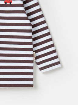 Лонгслив Полоска Шоколад с вышивкой - Bungly фото 5