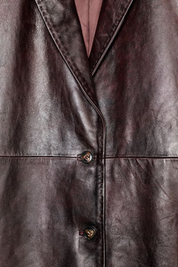 100% LEATHER STITCHED COAT - Zara фото 8