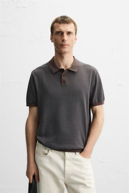 STRIPED JACQUARD KNIT POLO SHIRT - Zara фото 2