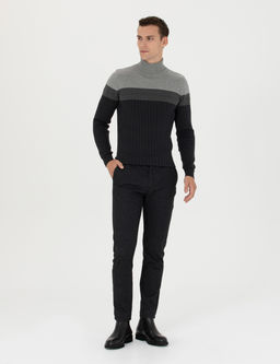 Siyah Slim Fit Kanvas Pantolon