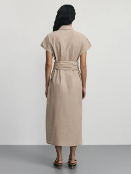 Платье миди из фактурной ткани на поясе / Zarina  фото 5