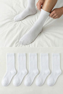 TRENDYOL MAN Siyah 5li Paket Pamuklu Dokulu Kolej-Tenis-Orta Boy Corap TMNSS24CO00006 - Trendyolmilla фото 11