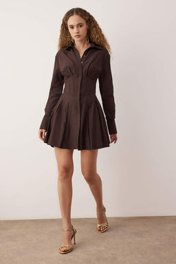 TRENDYOLMILLA Siyah Korse Detayl? Poplin K?sa Elbise TPRAW25EL00108 фото 8