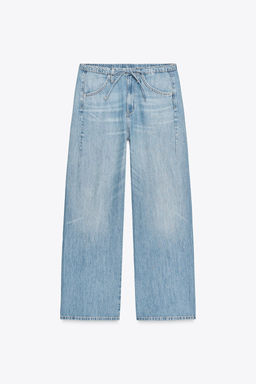 DRAWSTRING FLOWING TRF DENIM TROUSERS - Zara фото 3