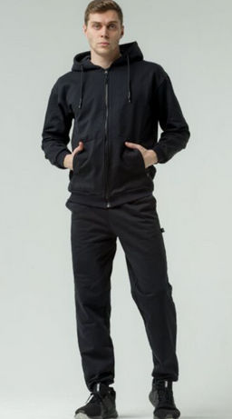 265ПМ Костюм мужской на молнии, черный (3хнитка петля) - Knitka wear фото 13