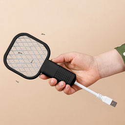 Мухобойка Bl-S, электрическая, портативная, Led подсветка, USB, чёрная