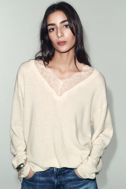 WOOL BLEND LACE KNIT SWEATER - Zara фото 10