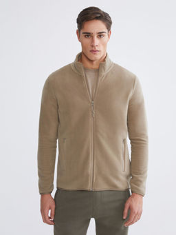 Dik Yaka Uzun Kollu Polar Erkek Fermuarl? Sweatshirt