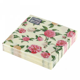 Салфетки бумажные Bouquet de Luxe 24х24см, 3-х слойные, 25 штук в упаковке, 100% целлюлоза, Нежные розы (Россия)  фото 3