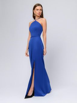 Платье цвета пыльной розы длины макси с разрезом на юбке и открытыми плечами - 1001dress фото 2