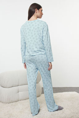 Trendyolmilla Mavi %100 Pamuklu Ay?c?kl? Orme Pijama Tak?m? THMAW25PT00131 фото 5