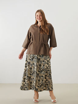 Beli Lastikli ?i?ekli Kad?n Etek