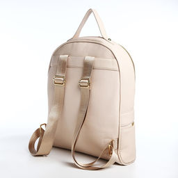 Рюкзак женский на молнии, с карманами, размер 27×10×34 см, бежевый