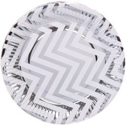 Тарелка бумажная 18 см в наборе 10 шт "Зигзаг", серебро