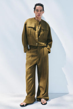 ZW COLLECTION LINEN BLEND BOMBER JACKET