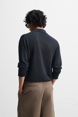 100% LINEN KNIT POLO SHIRT - Zara фото 3