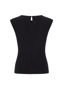 Siyah Duz Fitted Bisiklet Yaka Kolsuz Esnek Orme Bluz TWOSS26BZ00005